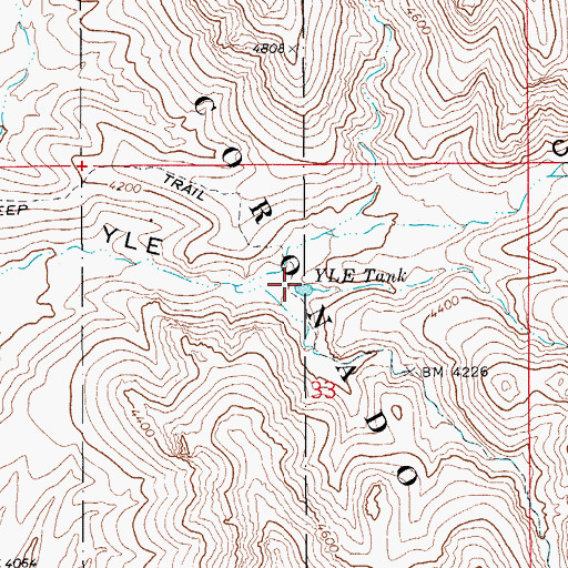 Topographic Map of YLE Tank, AZ