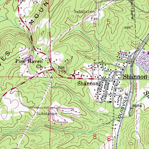 Topographic Map of Shannon Elementary School, AL
