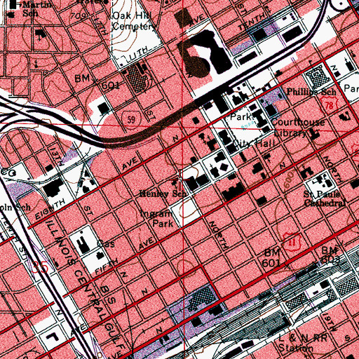Topographic Map of Sixteenth Street Baptist Church, AL
