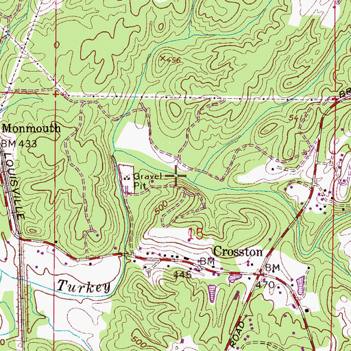 Topographic Map of Smiths Mill (historical), AL