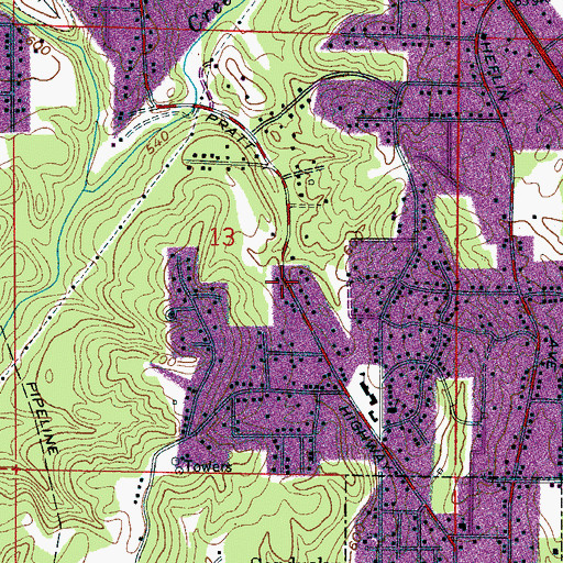 Topographic Map of Sunset Mountain, AL