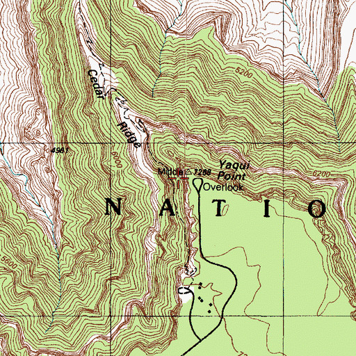 Topographic Map of Yaki Point, AZ