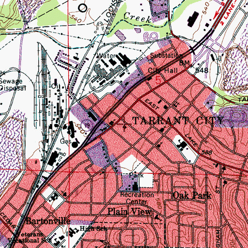 Topographic Map of Tarrant Church of Christ, AL