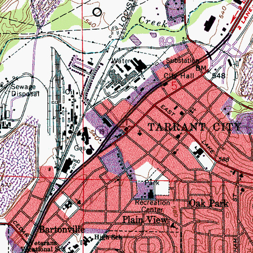 Topographic Map of Tarrant City Church of God, AL