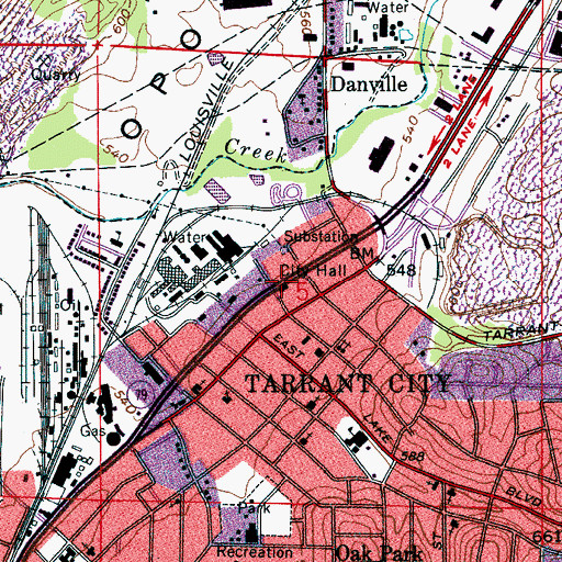 Topographic Map of Tarrant City Hall, AL