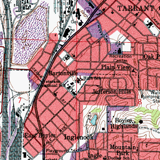 Topographic Map of Tarrant City High School, AL