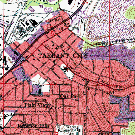 Topographic Map of Tarrant City Middle School, AL