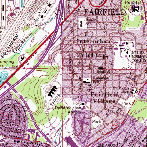 Topographic Map of Thompson Chapel African Methodist Episcopal Zion Church, AL