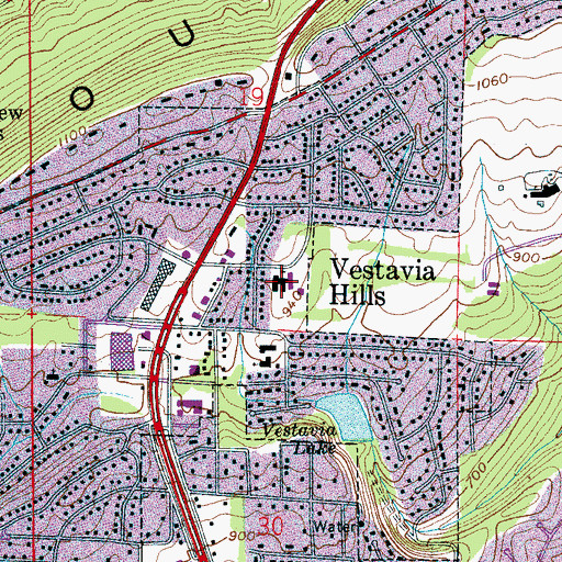 Topographic Map of Vestavia Elementary School, AL