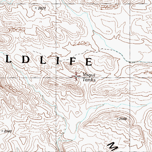 Topographic Map of Yaqui Tanks, AZ