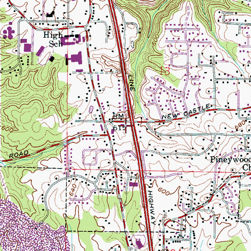 Topographic Map of Village Green Shopping Center, AL
