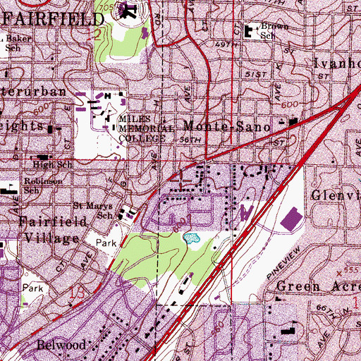 Topographic Map of Vineville (historical), AL