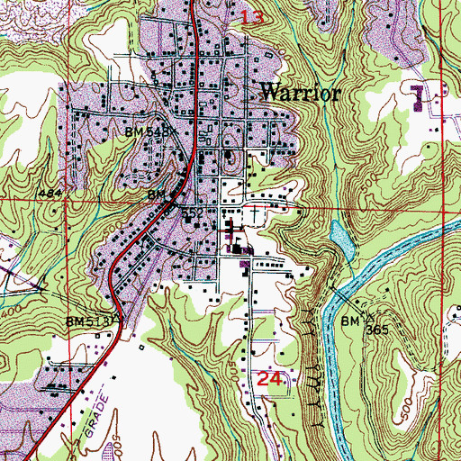 Topographic Map of Warrior Elementary School, AL