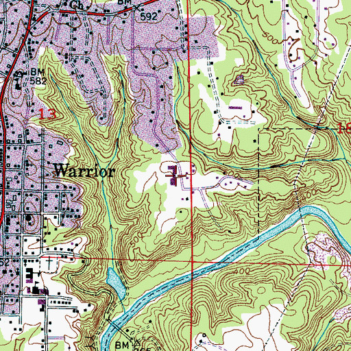 Topographic Map of Warrior Middle School, AL