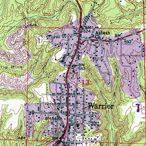 Topographic Map of Warrior School (historical), AL