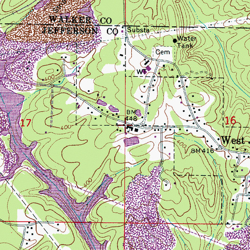 Topographic Map of West Jefferson High School, AL