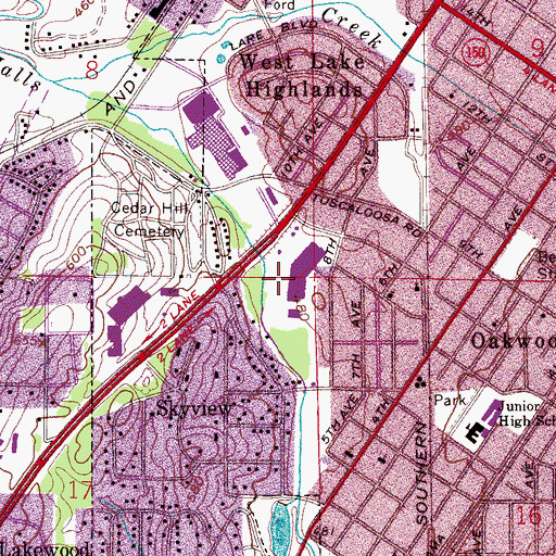 Topographic Map of West Lakes (historical), AL