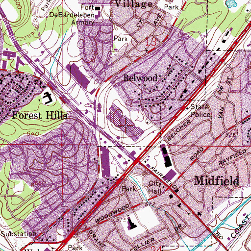 Topographic Map of Western Hills Mall Shopping Center, AL