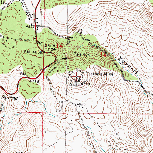 Topographic Map of Yarnell Mine, AZ