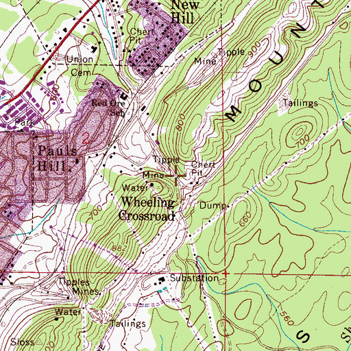 Topographic Map of Woodward Mines, AL