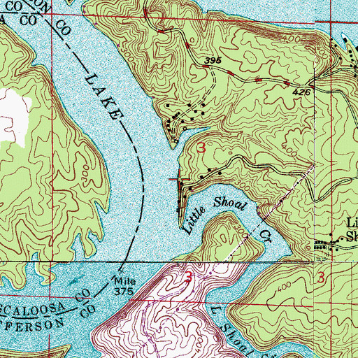 Topographic Map of Yacht Club Camp, AL