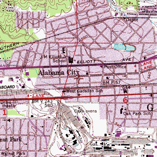 Topographic Map of Alabama City Church of God, AL