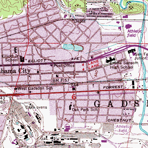 Topographic Map of Alabama City Church of the Nazarene, AL