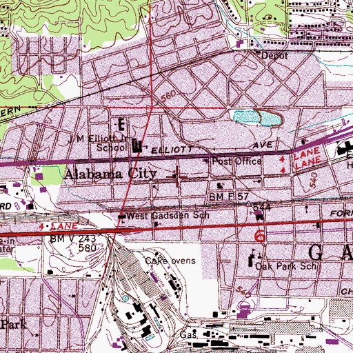 Topographic Map of Alabama City United Methodist Church, AL