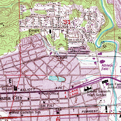 Topographic Map of Alabama City Public School (historical), AL
