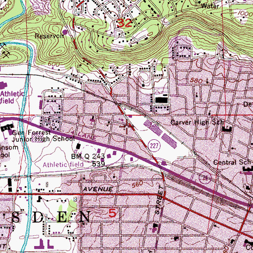 Topographic Map of Assembly of God Church, AL