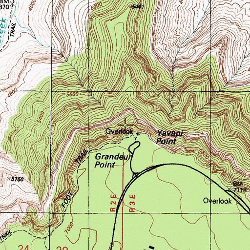 Topographic Map of Yavapai Point, AZ