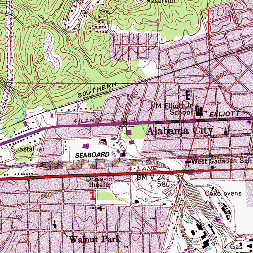 Topographic Map of Assembly of God Tabernacle Church, AL