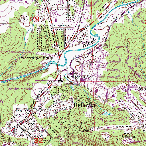 Topographic Map of Bellevue Baptist Church, AL