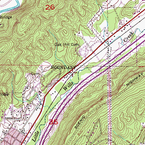 Topographic Map of Bennettsville (historical), AL