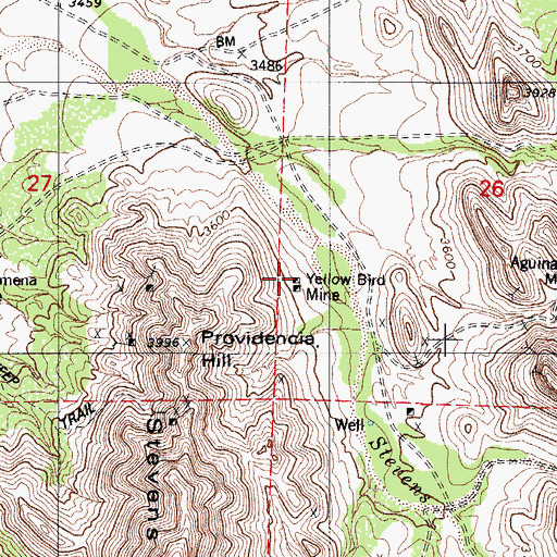 Topographic Map of Yellow Bird Mine, AZ