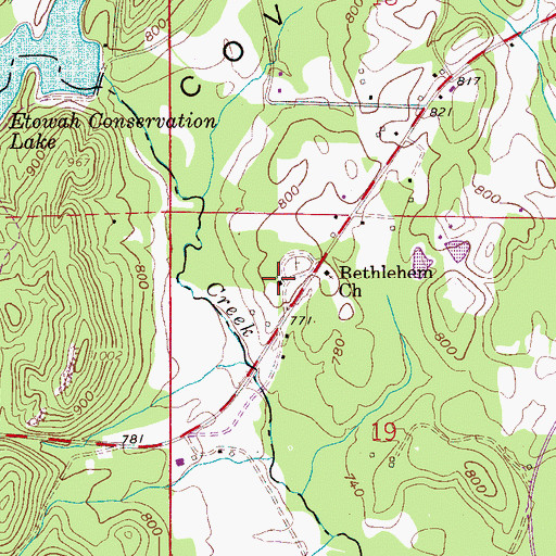 Topographic Map of Bethlehem Independent Baptist Church, AL
