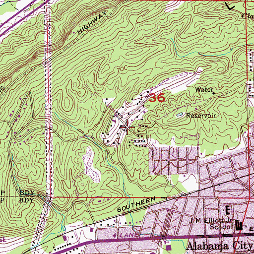 Topographic Map of Bob Locke Mission, AL