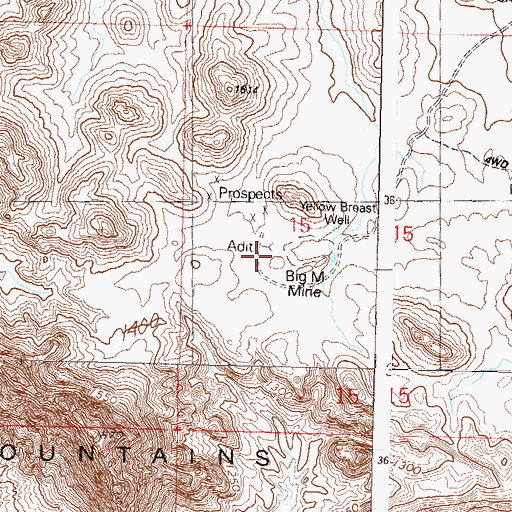 Topographic Map of Big M Mine, AZ