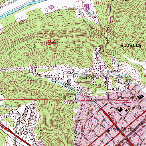 Topographic Map of Calvary Baptist Church, AL