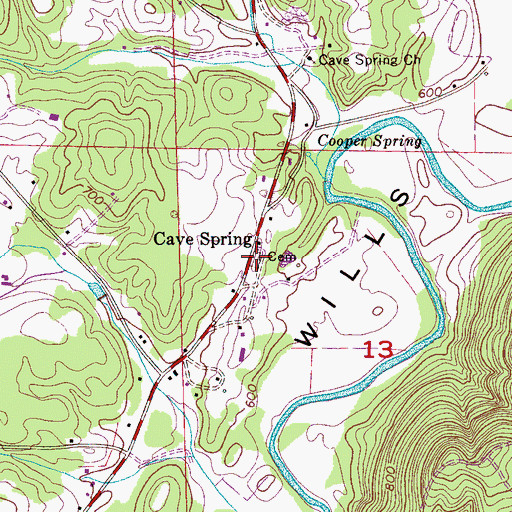 Topographic Map of Cave Spring Cemetery, AL