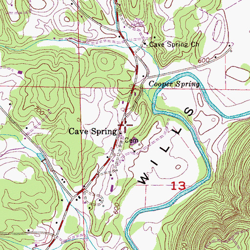 Topographic Map of Cave Spring Community Center, AL