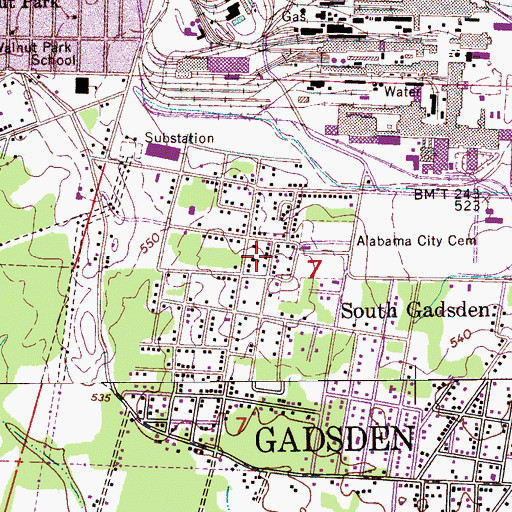 Topographic Map of Central Avenue Holiness Church, AL