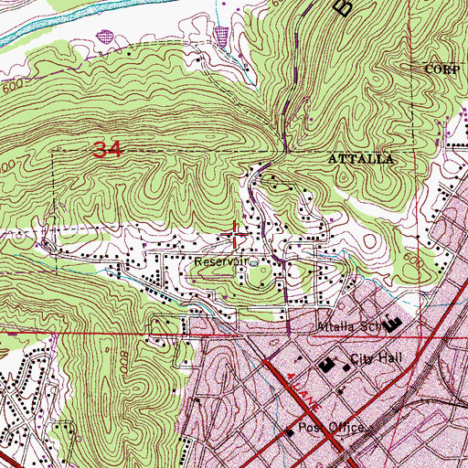 Topographic Map of Church of God, AL