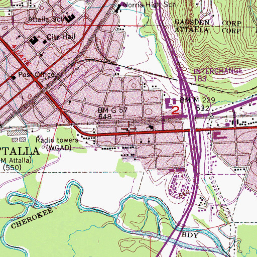 Topographic Map of Church of God, AL