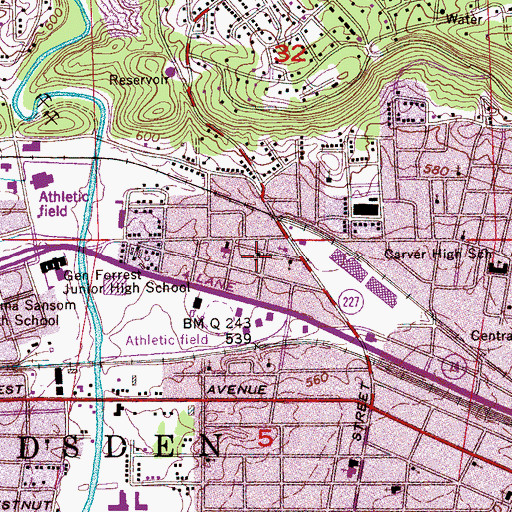 Topographic Map of Coosa Christian School, AL