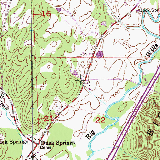 Topographic Map of Duck Springs, AL