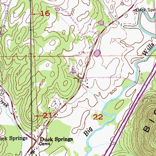 Topographic Map of Duck Springs, AL