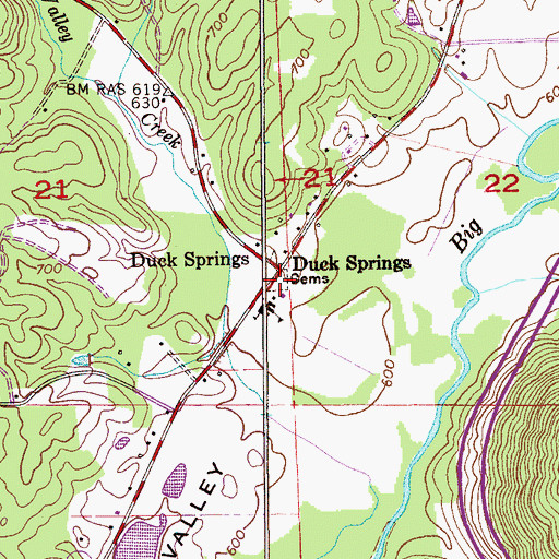 Topographic Map of Duck Springs Cemetery, AL