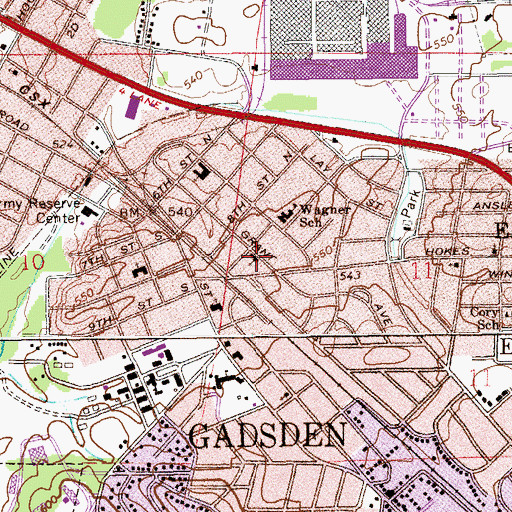 Topographic Map of Eastside Presbyterian Church, AL