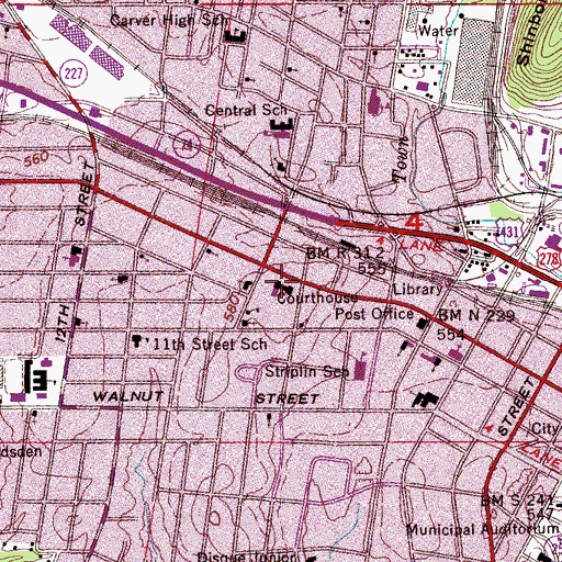 Topographic Map of Etowah County Courthouse, AL